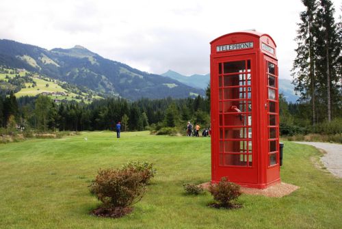 Phone booth on golf course