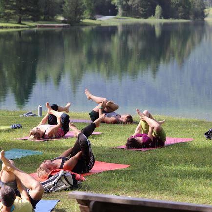 Yoga at lake pillersee