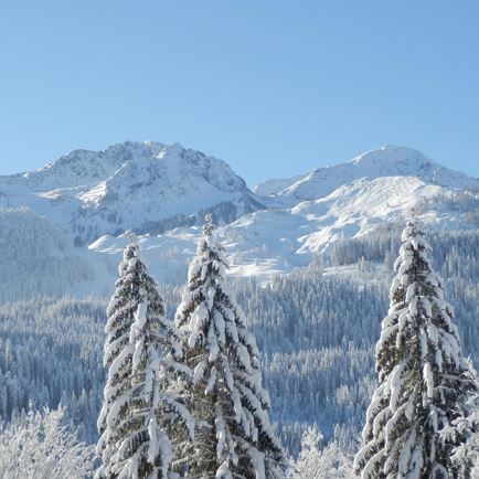 Blick auf Skigebiet  Richtung Süden