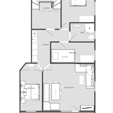 Appartement 4/ 2 Doppelzimmer+1 Zi mit Etagenbett