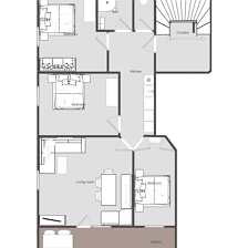 Appartement 5/ 2 Doppelzimmer+1 Dreibettzimmer
