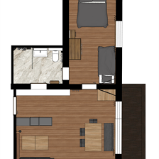 Grundriss Appartement 1 mit Balkon