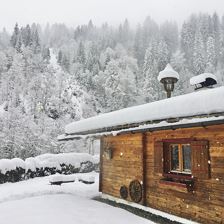 Hütte Waldzeit im Winter