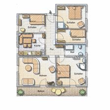 Apartment, shower and bath, toilet, 4 or more bed rooms
