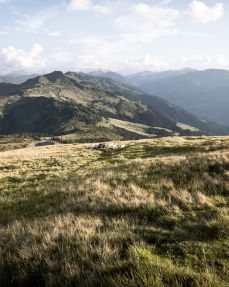 The green grassy mountains of the Kitzbüheler Alpen