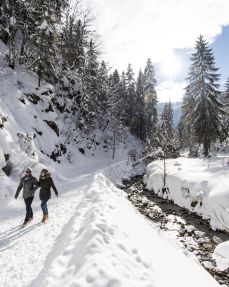 Winterwandelen naast de beek - regio St. Johann in Tirol