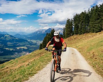 Kitzbühel Alps bike hero Marco Brandstätter on the last stage of the KAT Bike trail from St.Johann in Tirol c Daniel Gollner