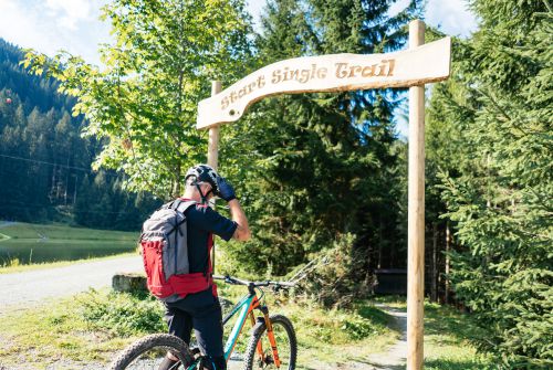 Kitzbühel Alps bike hero Marco Brandstätter gearing himself up on the Harschbichl trail in St.Johann Tirol c Daniel Gollner