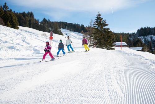 Gezin aan het skiën SkiWelt Wilder Kaiser Brixental