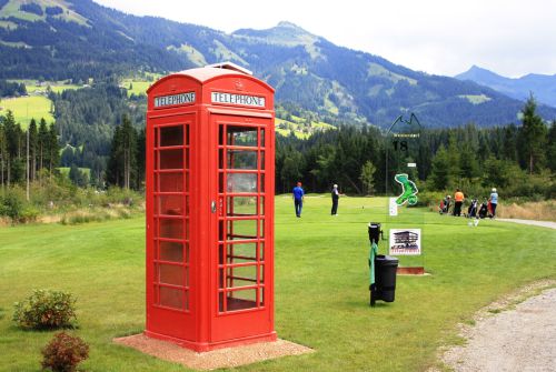 Phone booth on golf course